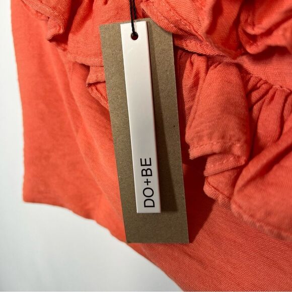 DO+BE Women's Size Medium NWT Orange Ruffle Smocked Cropped Off Shoulder Top - Picture 6 of 10